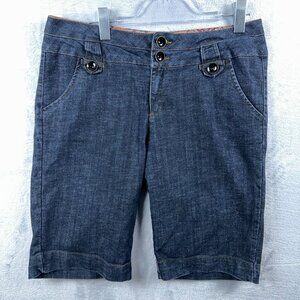 One 5 One Bermuda Jean Shorts Authentic Denim Mid Rise Womens Blue Size 12